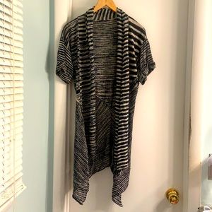 Elie Tahari Linen Blend Gray Navy Open Cardigan XS Extra Small